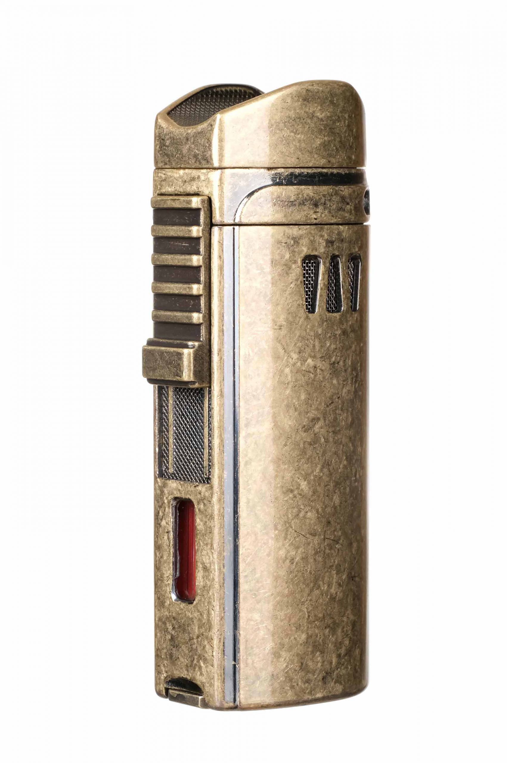 Зажигалка сигарная Passatore, тройное пламя, с пробойником и сигарным ложементом, античная медь